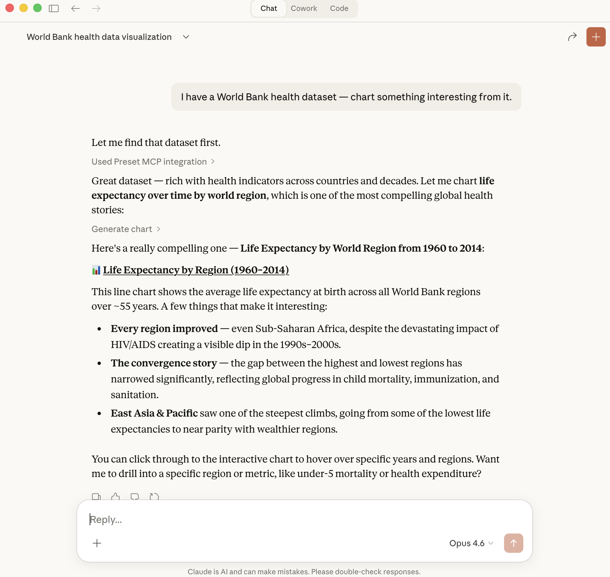 Ask questions about your data in plain English. Claude uses Preset's MCP service to find datasets and generate insights.